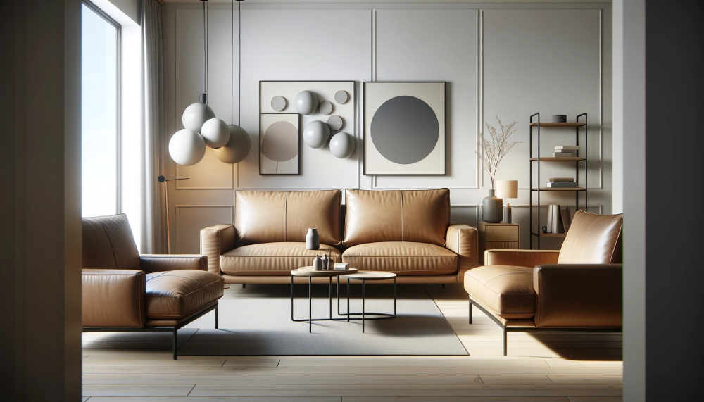 Set Canapea și Fotolii din Piele de Lungă Durată