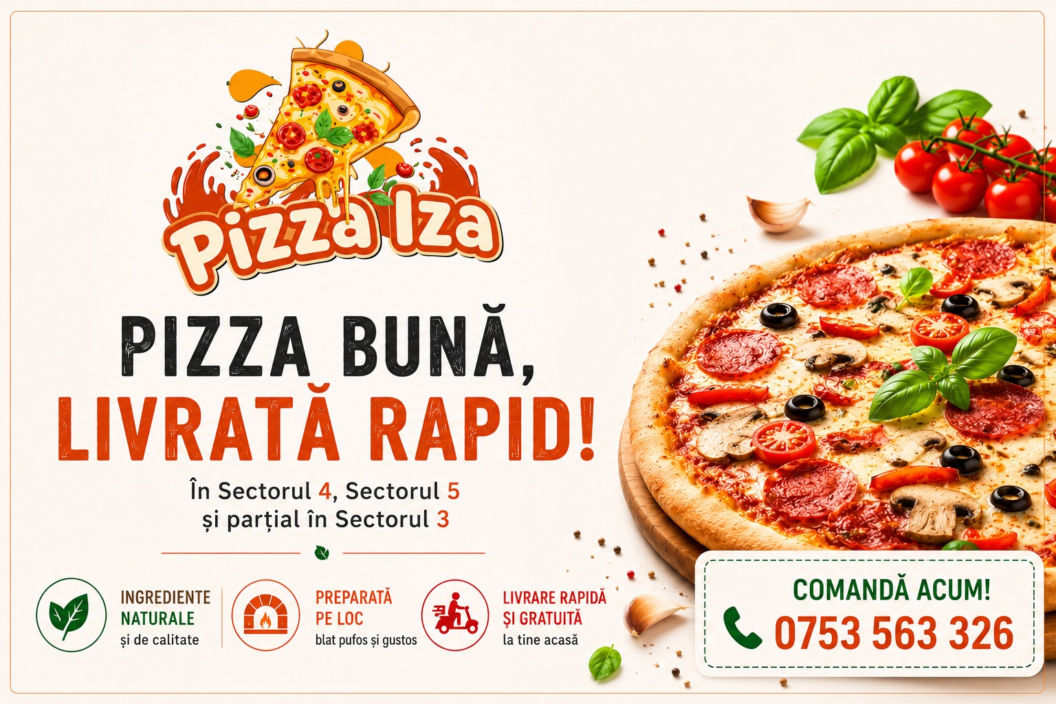 Pizzeria IZA – Gust autentic, ingrediente de calitate și livrare rapidă de pizza în Sectorul 4, Sectorul 5 și Sectorul 3